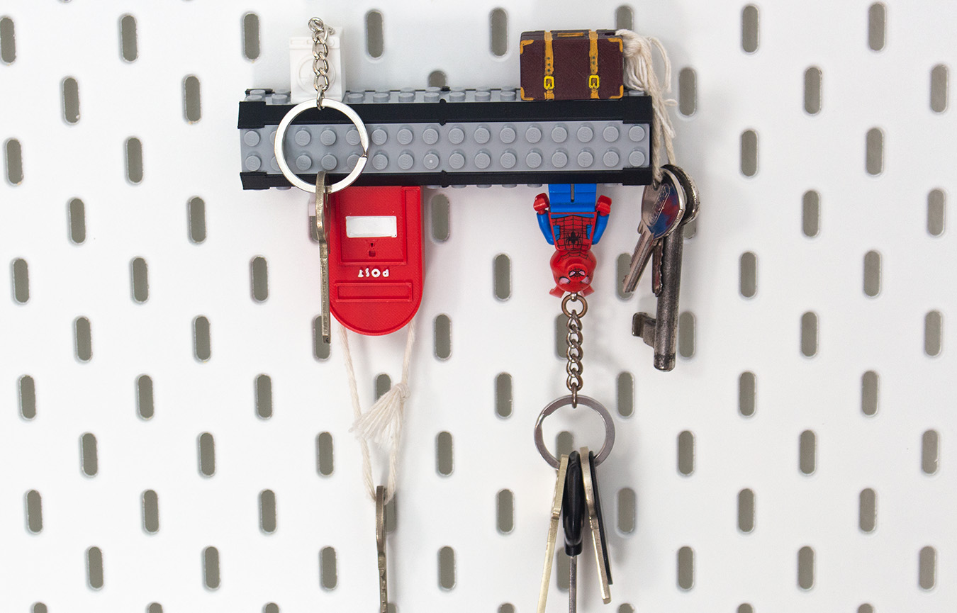 Key rack on a wall with keychains